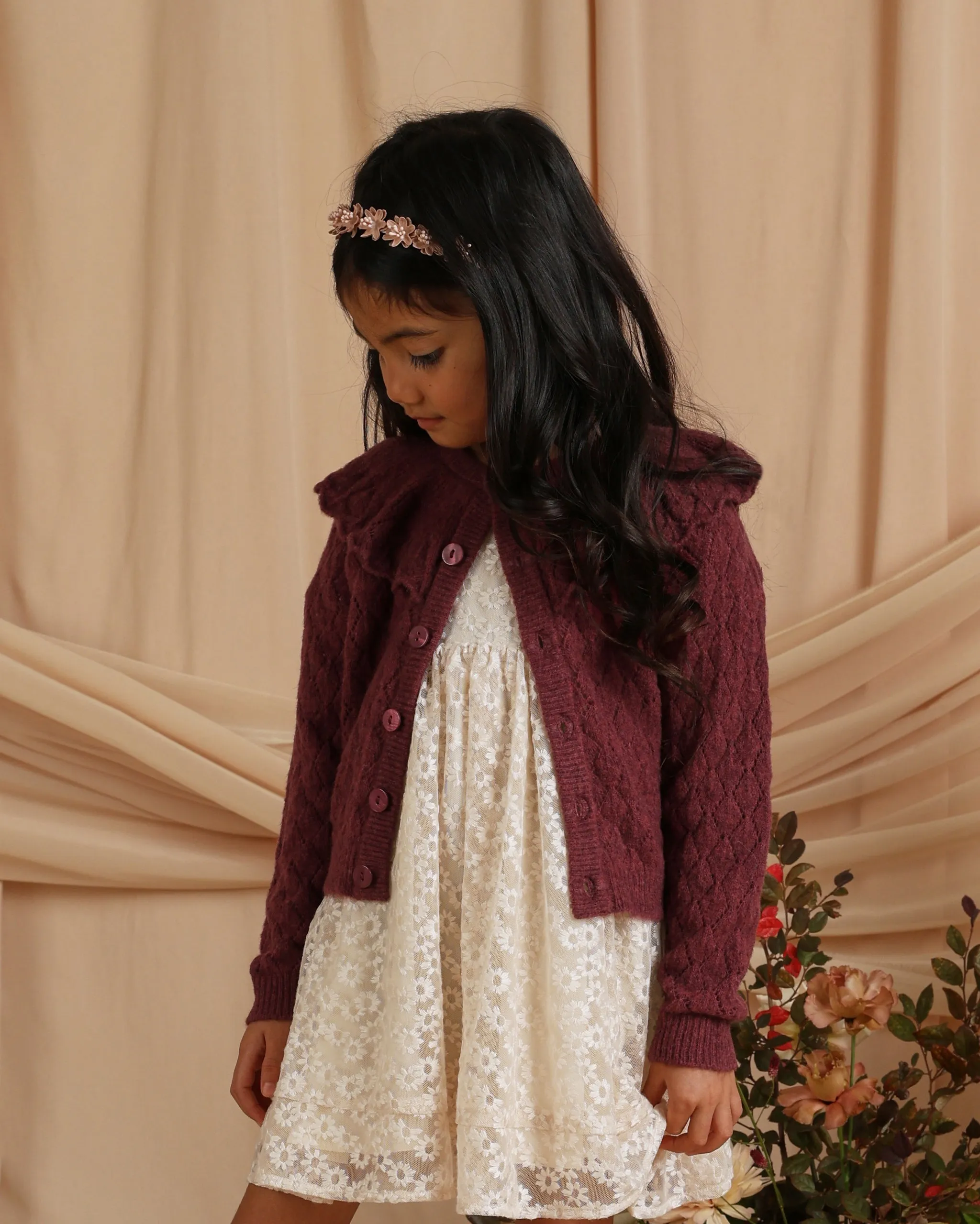 The Ruffle Cardigan by Noralee - Fig - KIDS