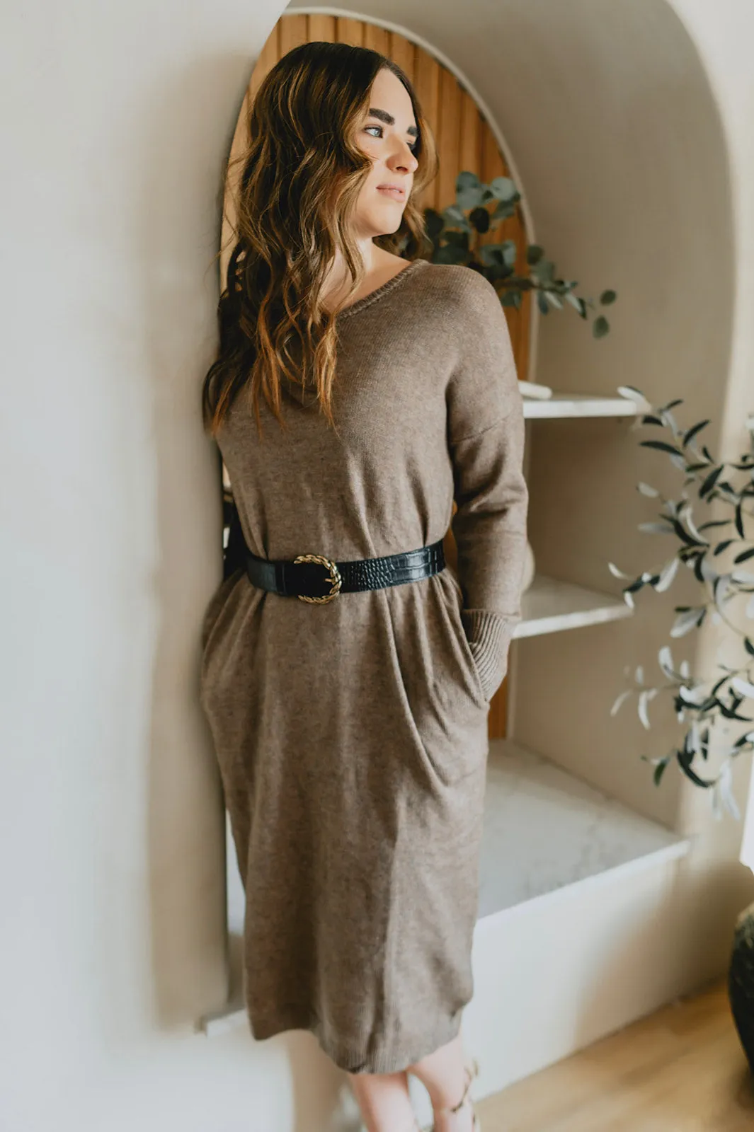 The Tahoe Sweater Dress - Taupe