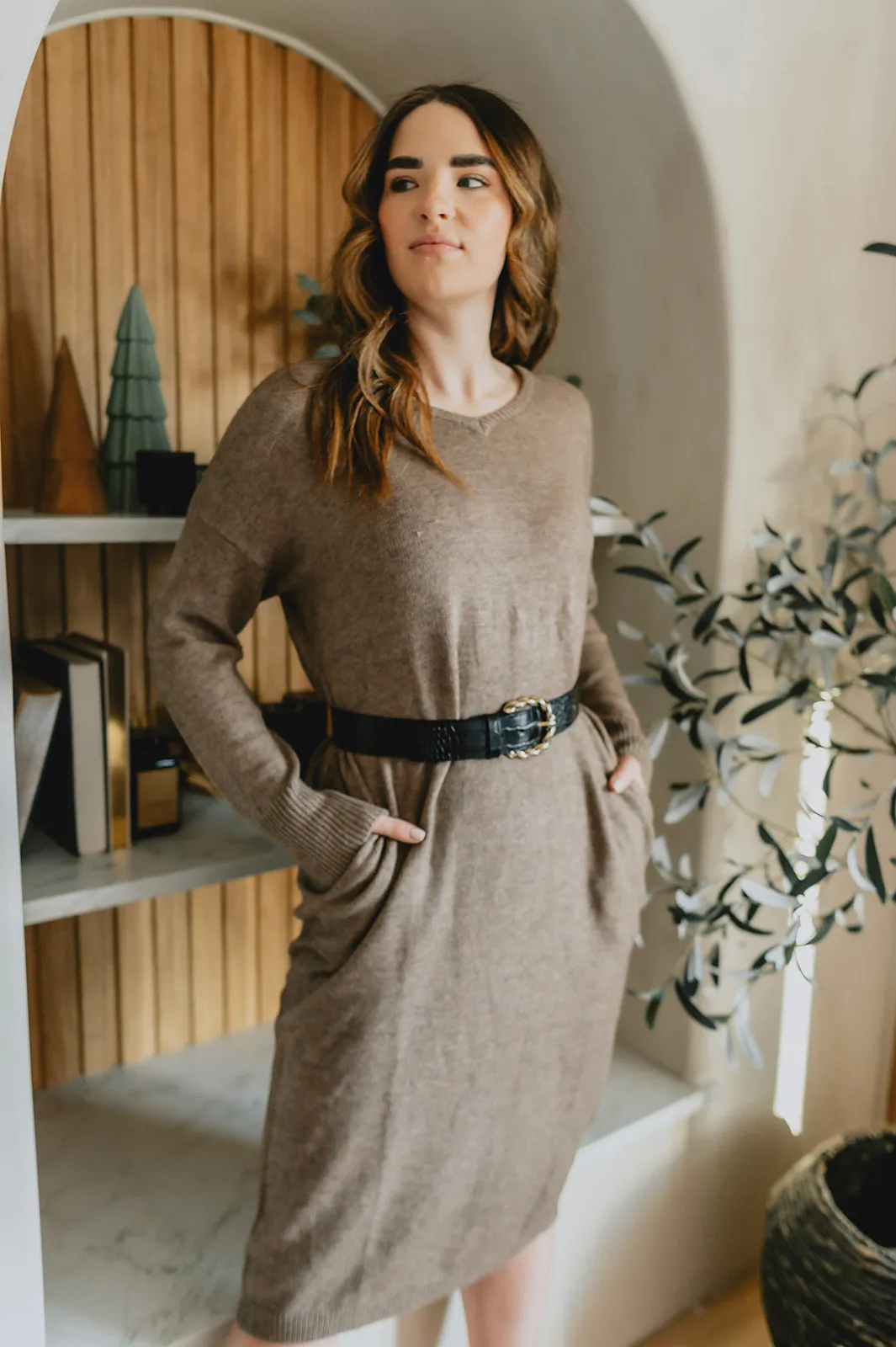 The Tahoe Sweater Dress - Taupe