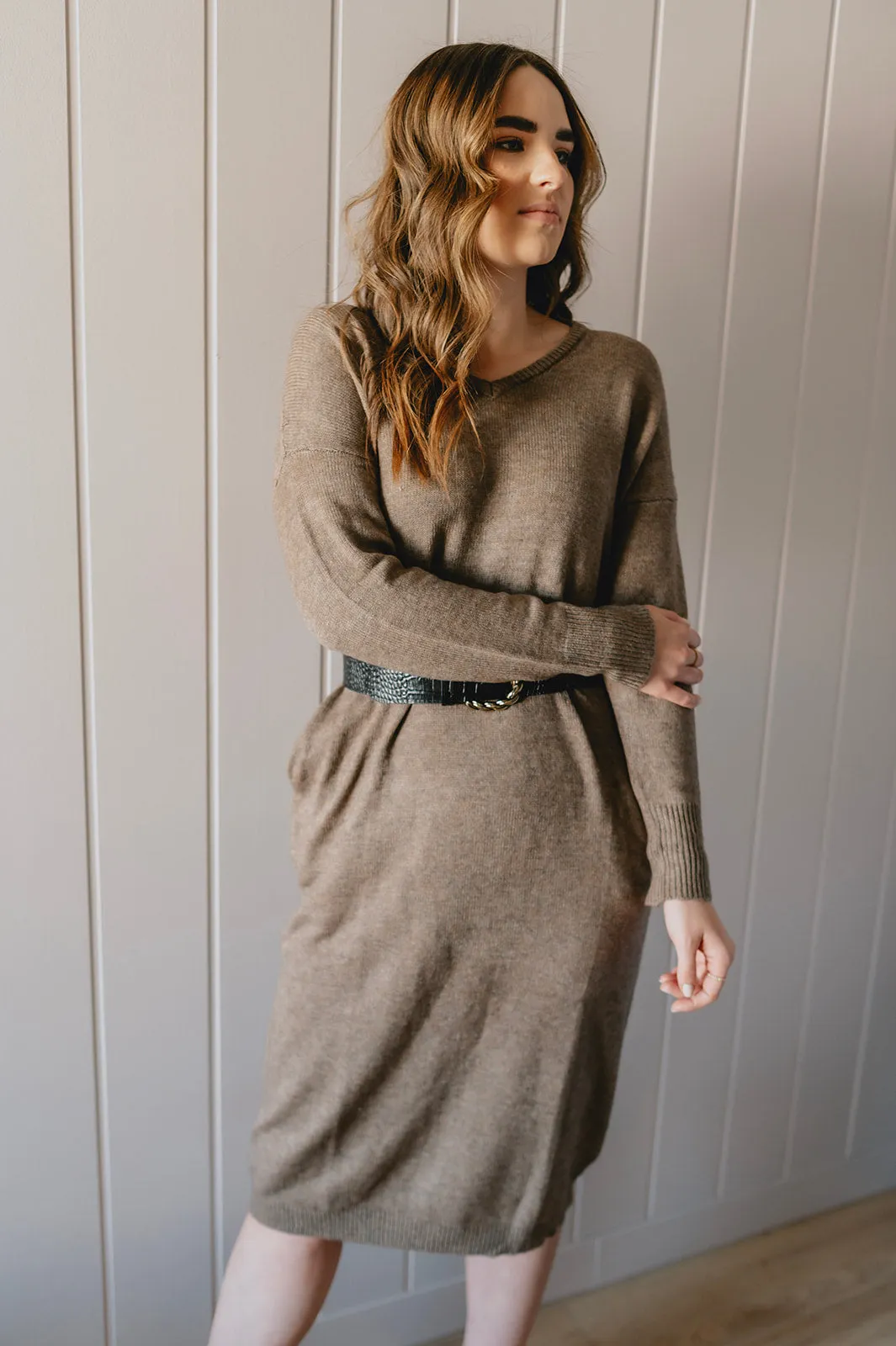 The Tahoe Sweater Dress - Taupe