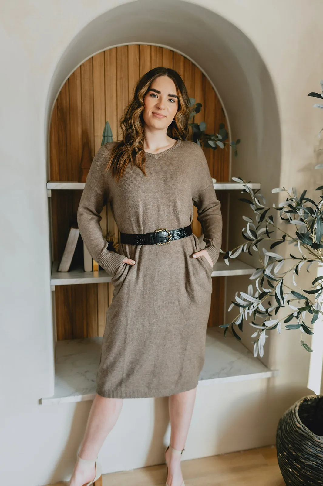 The Tahoe Sweater Dress - Taupe