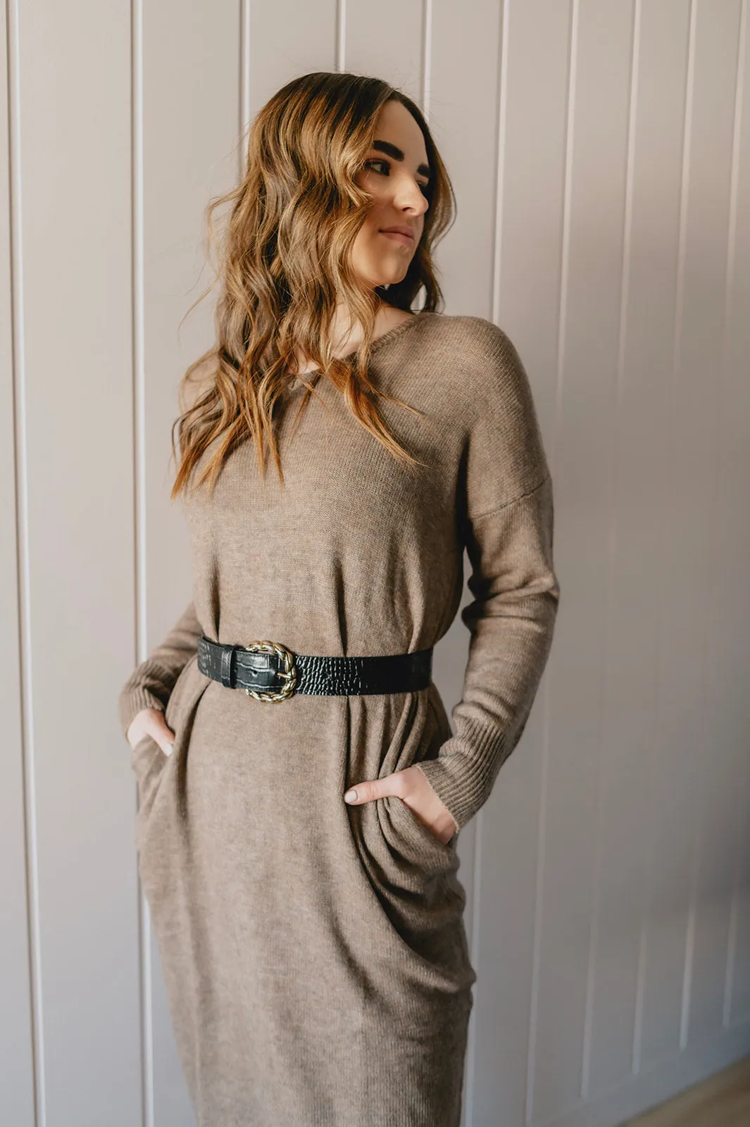 The Tahoe Sweater Dress - Taupe