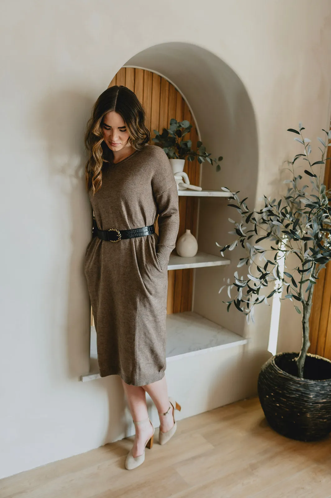 The Tahoe Sweater Dress - Taupe