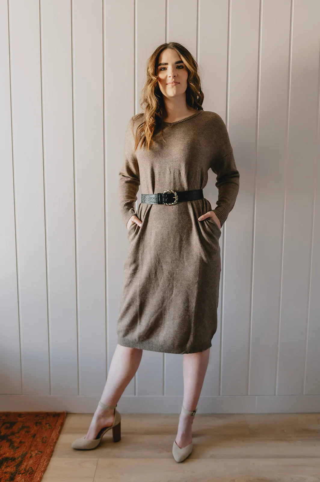 The Tahoe Sweater Dress - Taupe