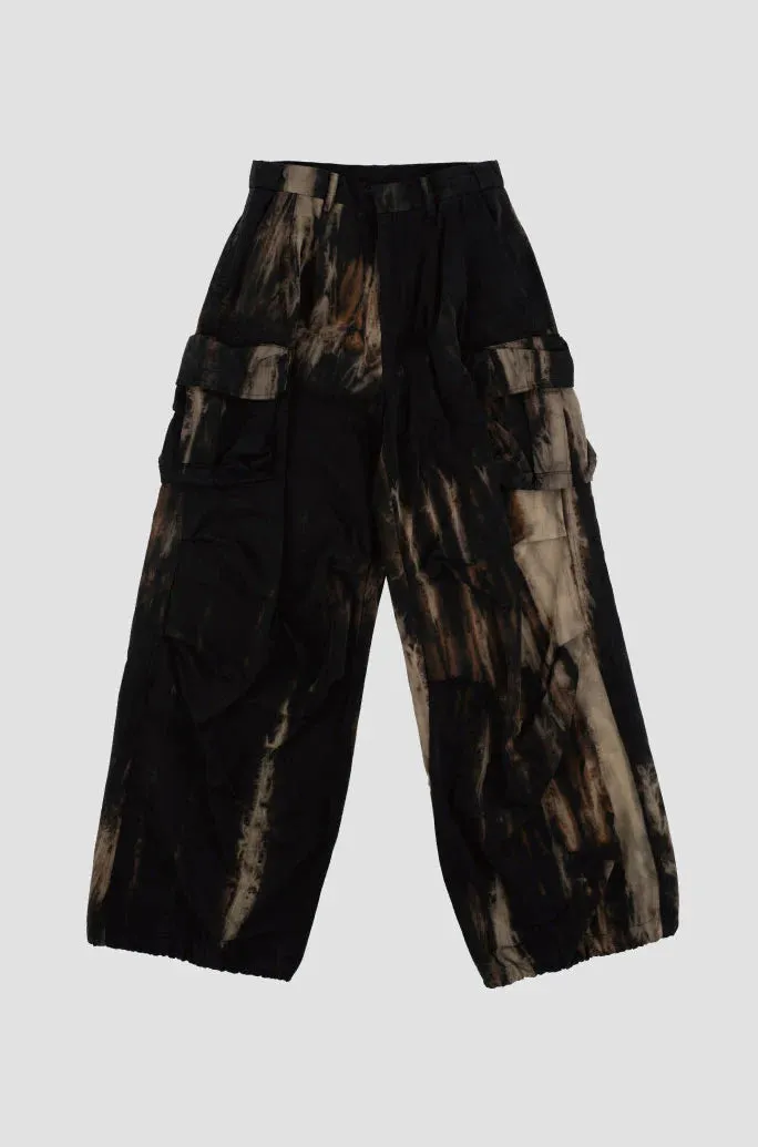 Tie dye wide jogger pants black