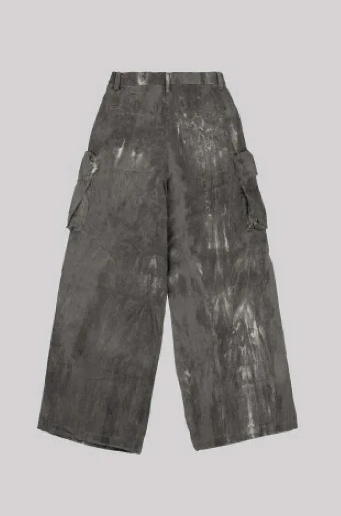 Tie dye wide jogger pants gray