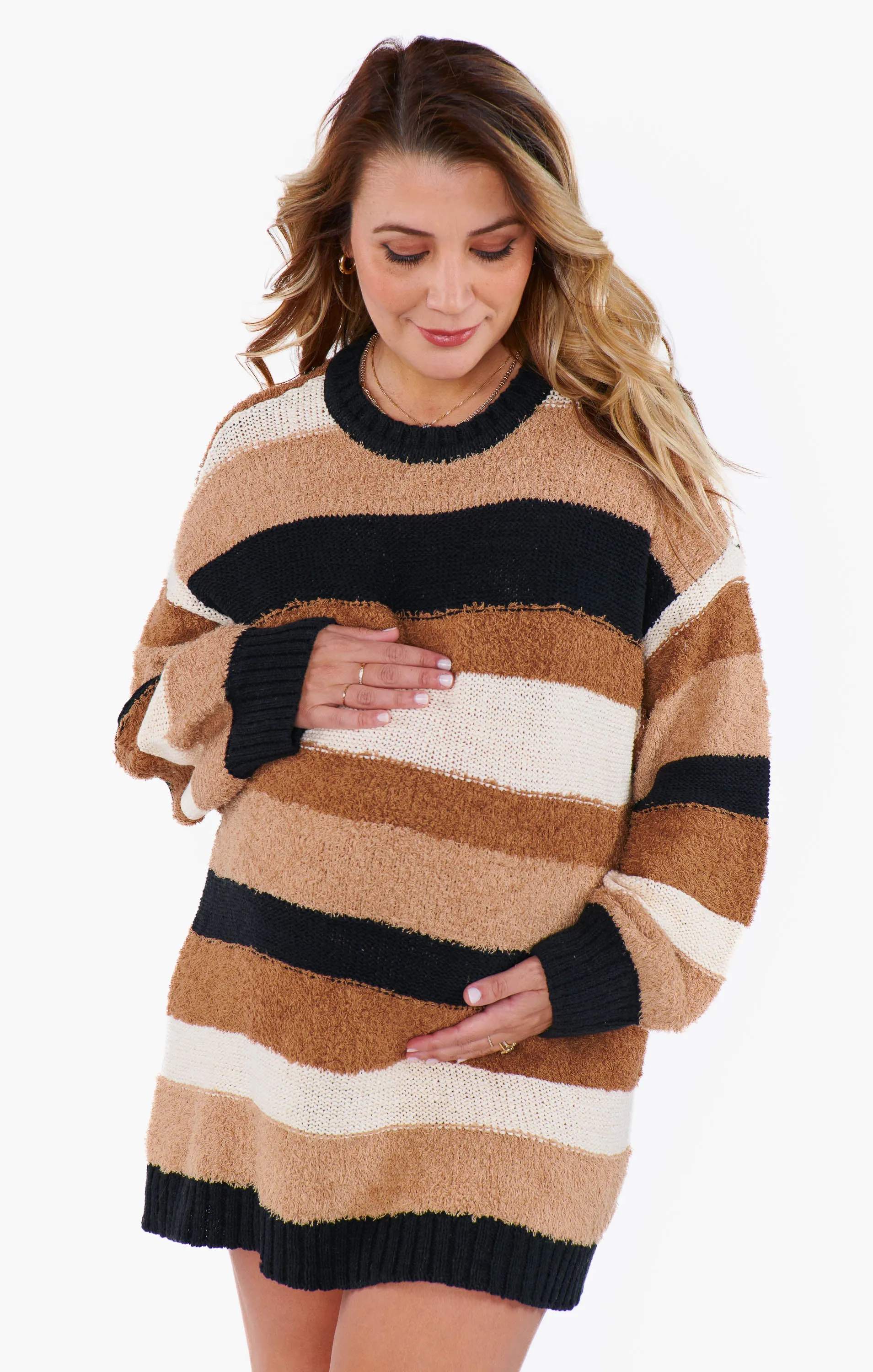 Timothy Tunic Sweater ~ Neutral Multi Stripe Knit