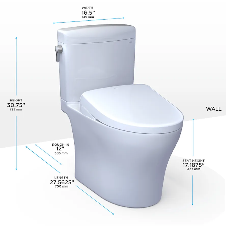 TOTO Aquia IV Cube Washlet  S7 Two-Piece 1.28 & 0.9 GPF