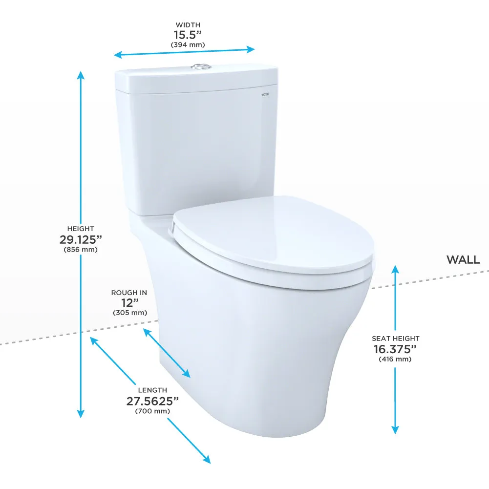 TOTO MS446124CEMGN#11 Aquia IV WASHLET  Two-Piece Elongated Dual Flush Toilet in Colonial White