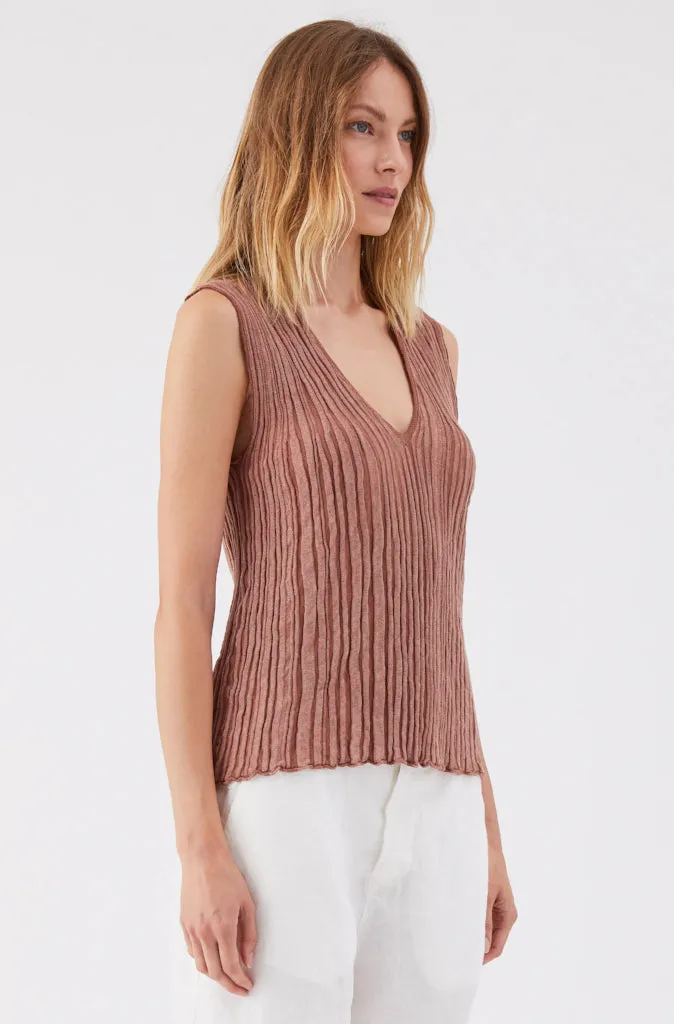 Transit Par Such Plisse Tank Top in Rose