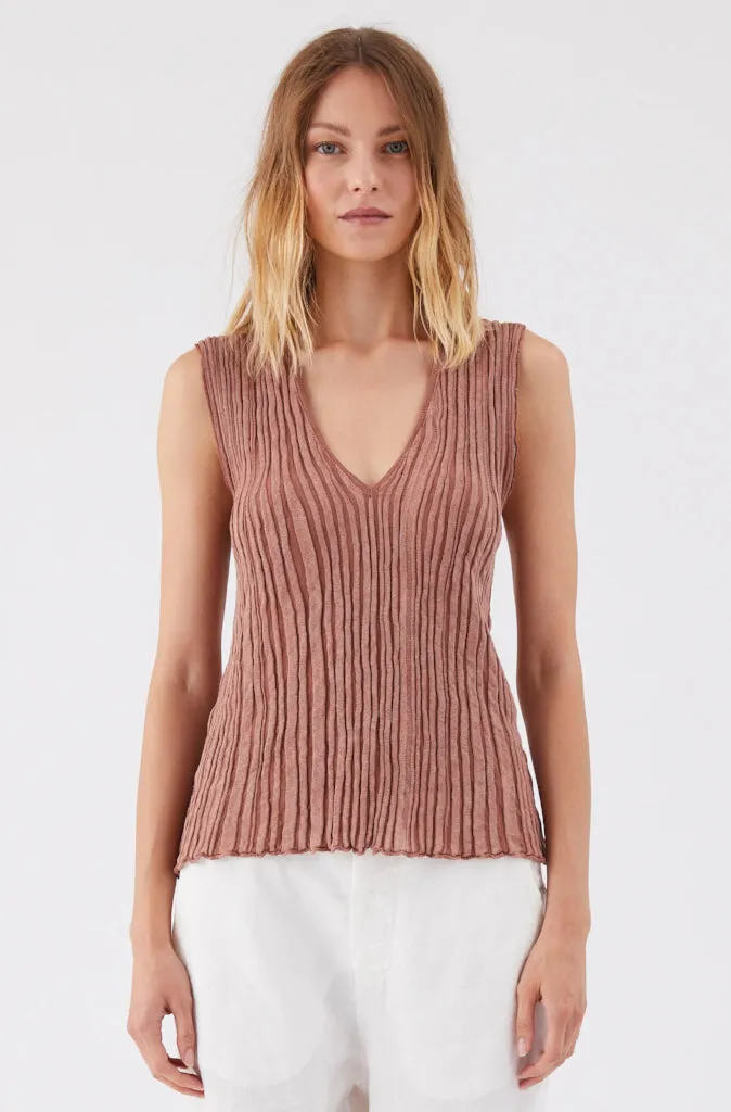 Transit Par Such Plisse Tank Top in Rose