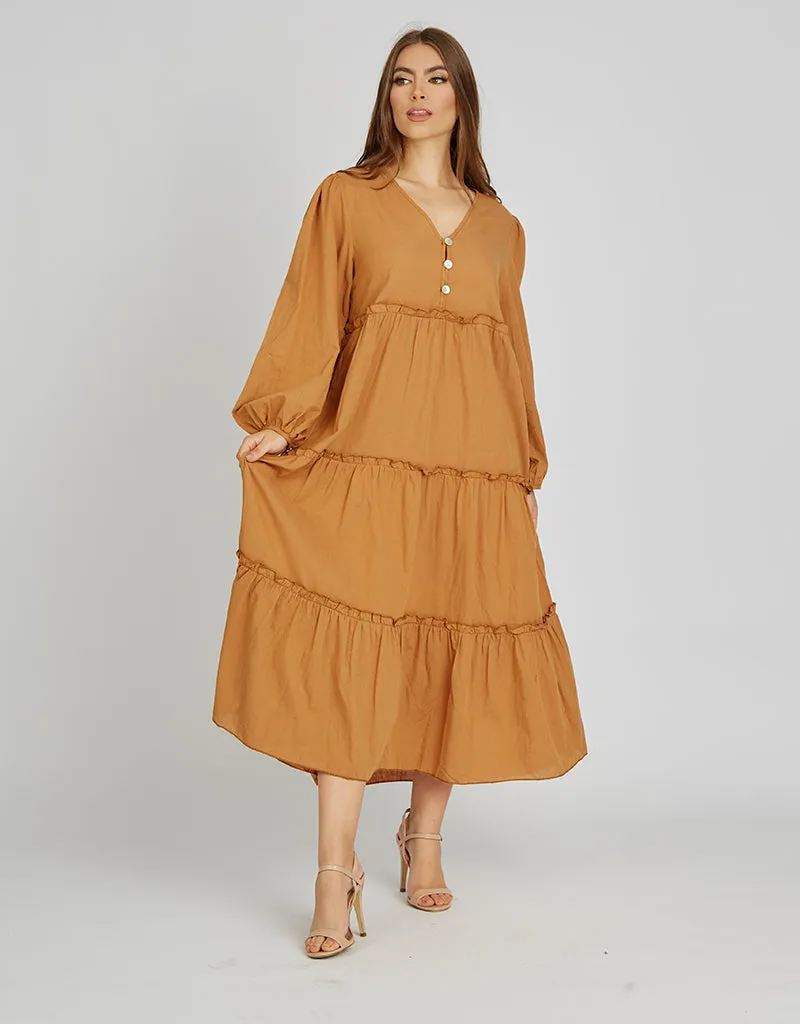 Tyra Linen Tiered Dress