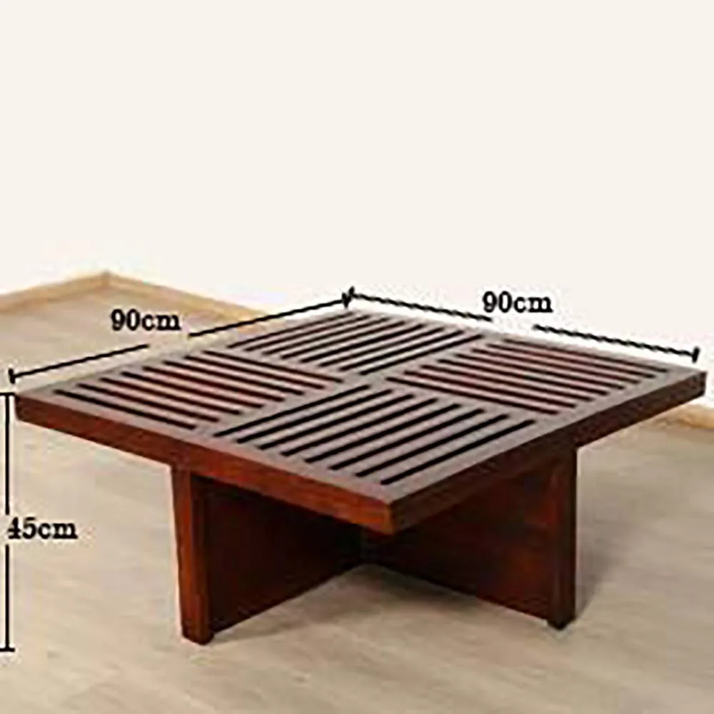 UNITEK Furniture Solid Sheesham Wood Multipurpose 4 Seater Center Coffee Table with 4 Stools for Living Room Tea Table Furniture for Home Office - Teak Finish