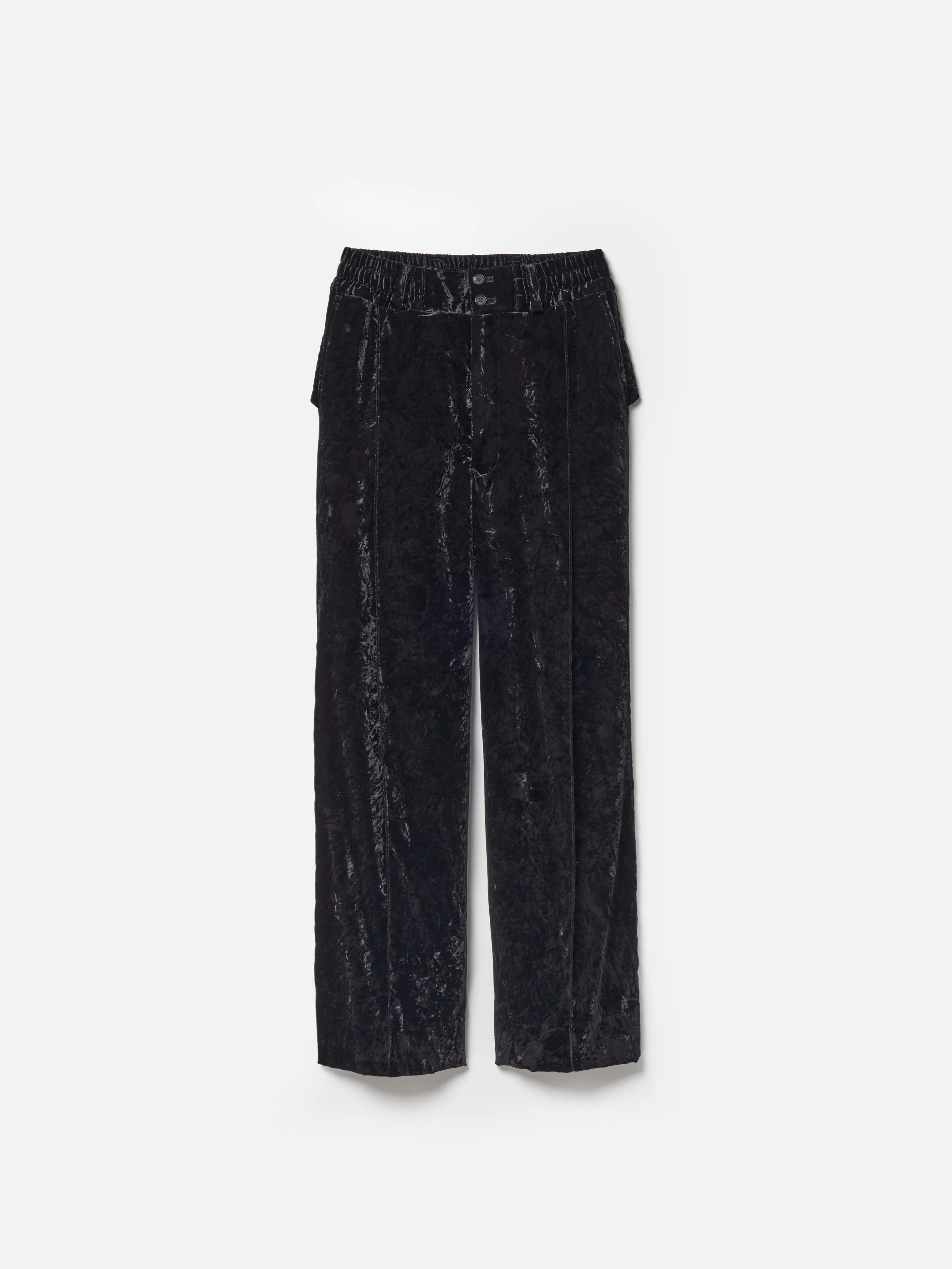 VELVET PINTUCK BAGGY EASY TROUSERS .12【BLACK】