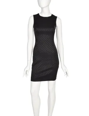 Versus Versace Vintage Black Jacquard Stretch Bodycon Mini Dress