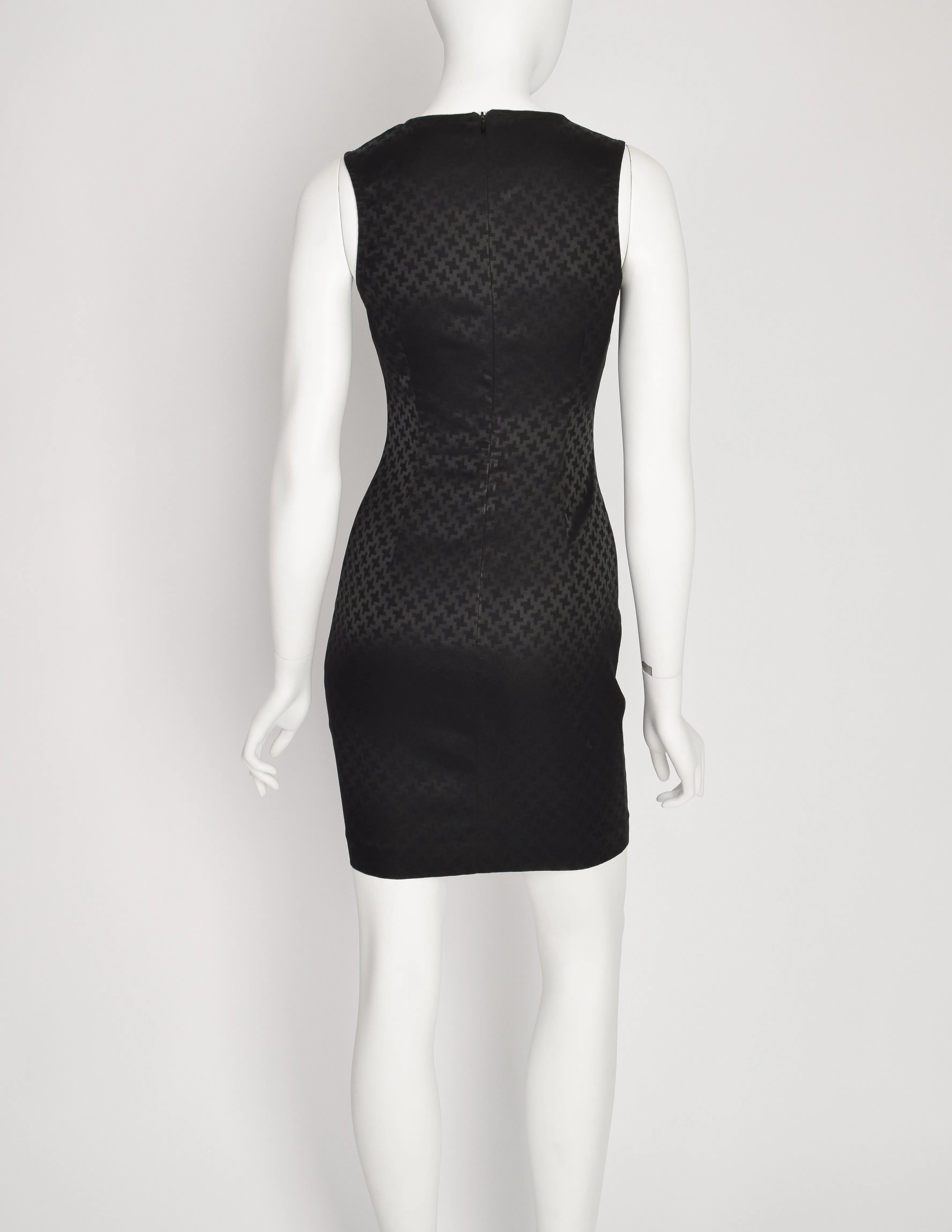 Versus Versace Vintage Black Jacquard Stretch Bodycon Mini Dress