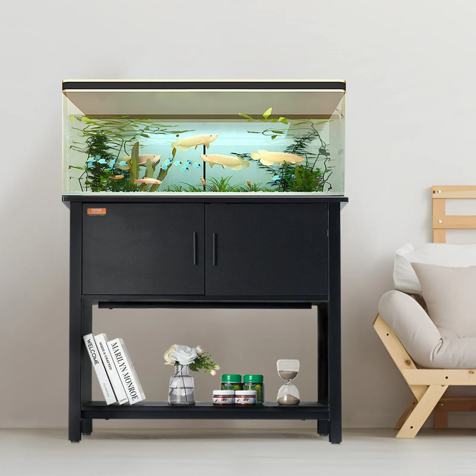 Vevor Aquarium Stand 40 Gallon 335 Lbs. Capacity 36.6" x 18.9" x 31.5" with Storage Cabinet New