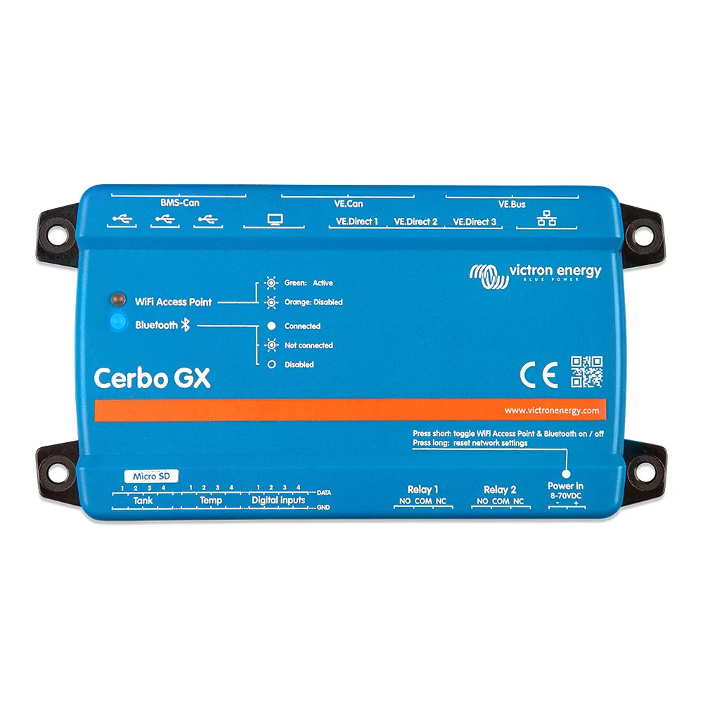 Victron Cerbo GX Communications Center w/ BMS-CAN Port, Tank Level Inputs, Digital Inputs, and Temperature Sense [BPP900450100]