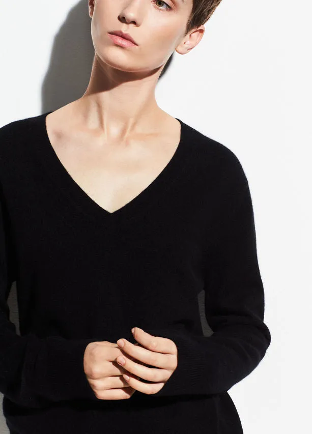 Vince Black Cashmere Weekend V-Neck Sweater