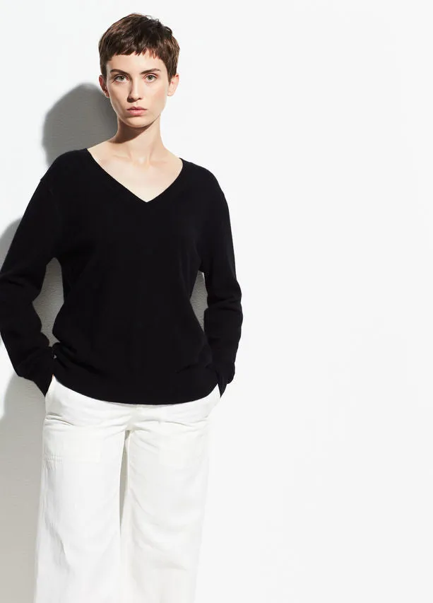 Vince Black Cashmere Weekend V-Neck Sweater