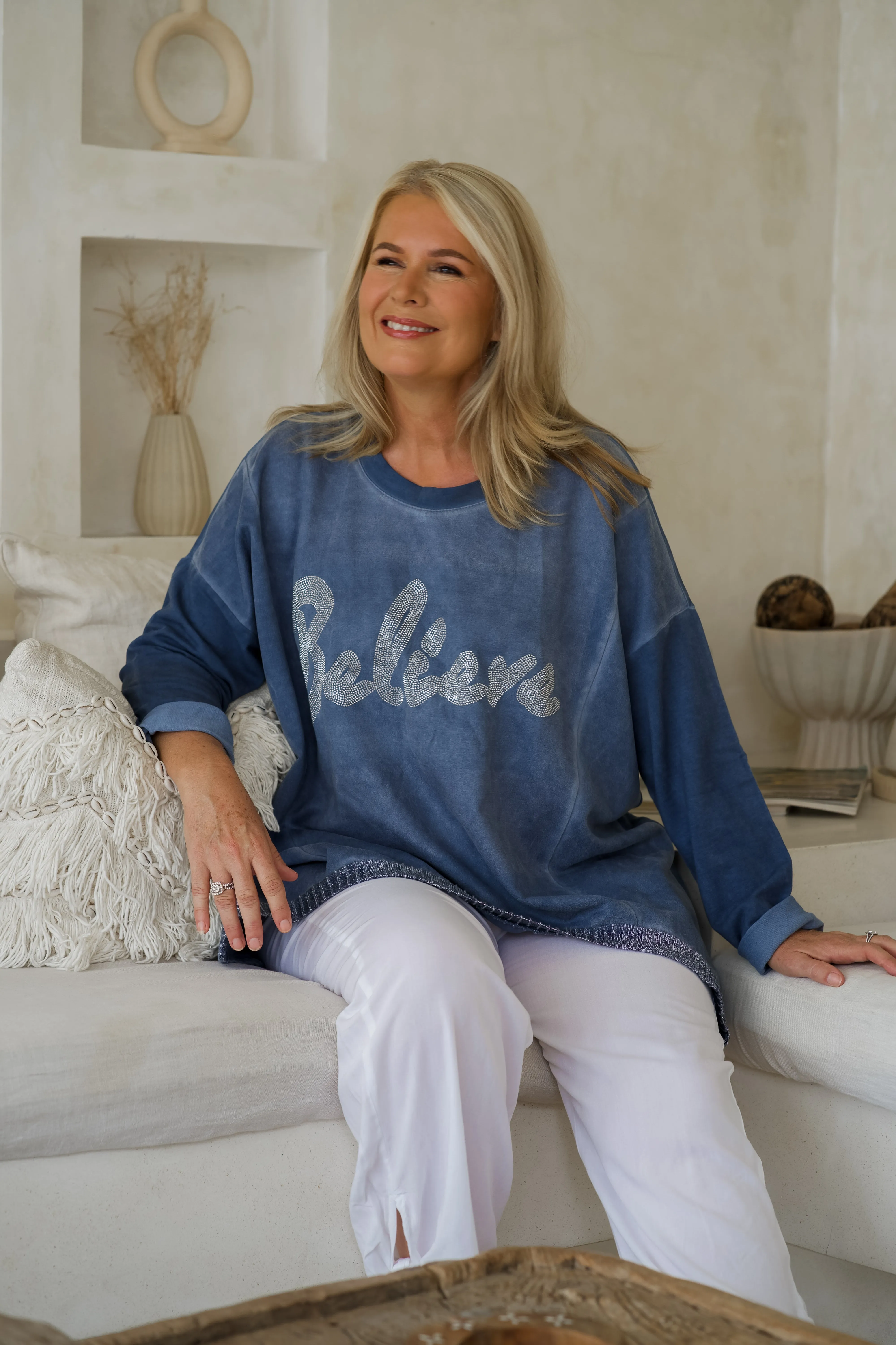 VLST700 (55110D) - BELIEVE SWEATER - SMOKEY BLUE