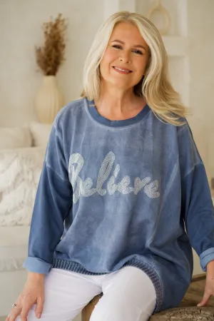 VLST700 (55110D) - BELIEVE SWEATER - SMOKEY BLUE