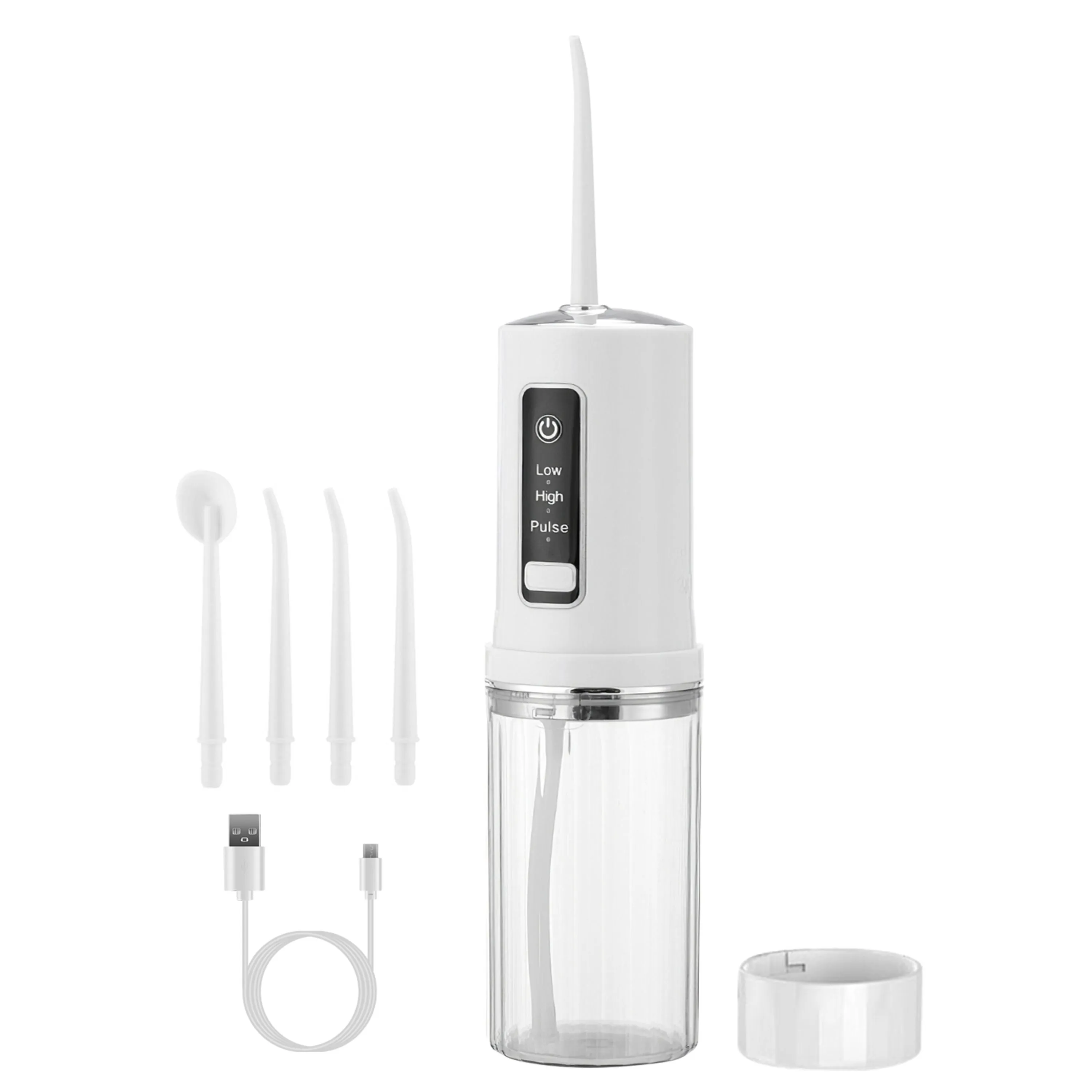 VYSN Portable Water Flosser Cordless Rechargeable Dental Oral Irrigator Waterproof Teeth Cleaner with 3 Modes 4 Nozzles 7.8oz Detachable Water Tank