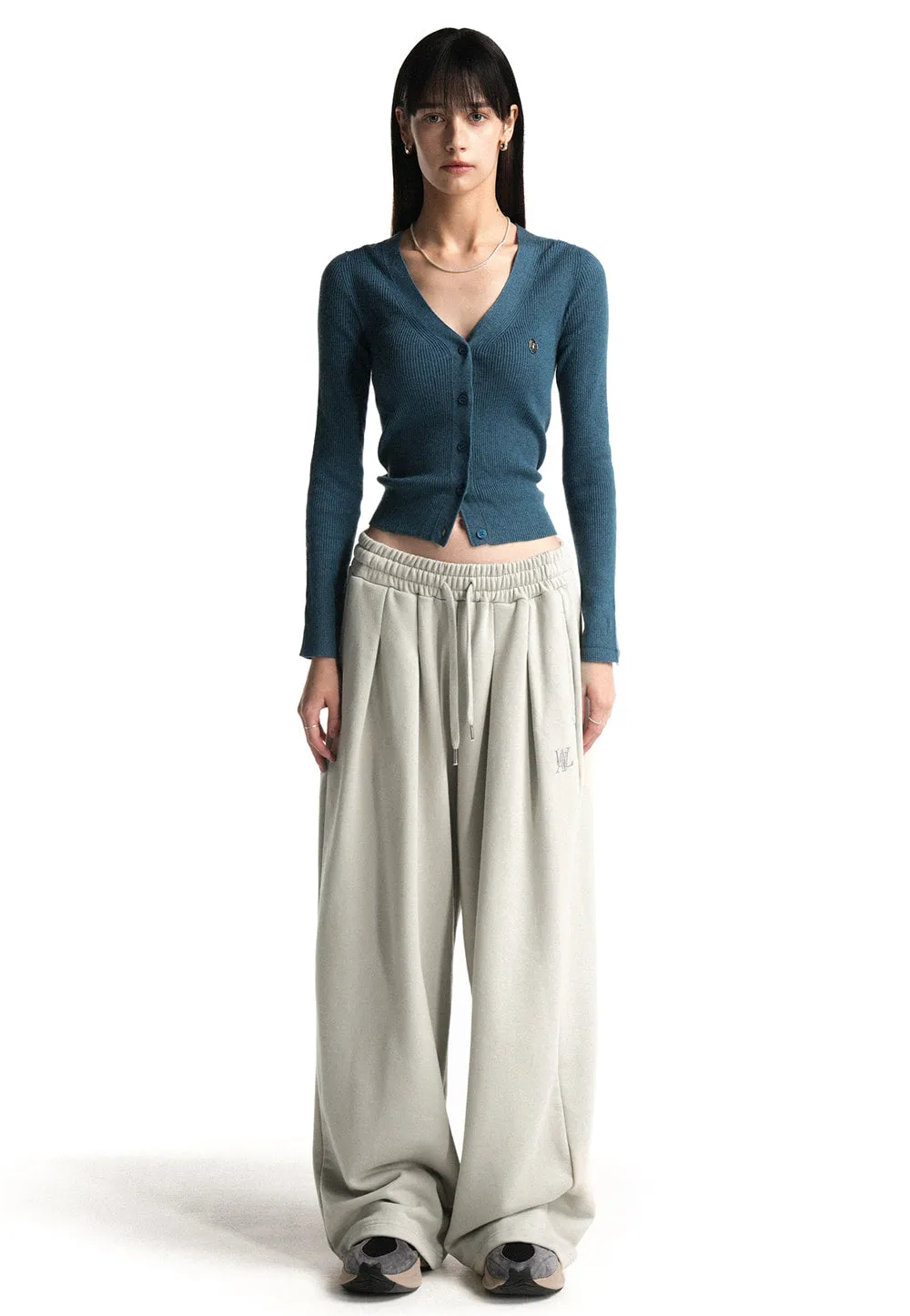 WAL signature tuck wide pants light grey