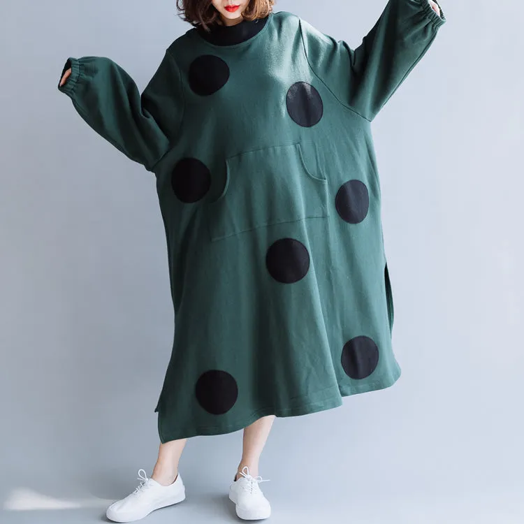 Women's Casual High Neck Polka Dot Dress