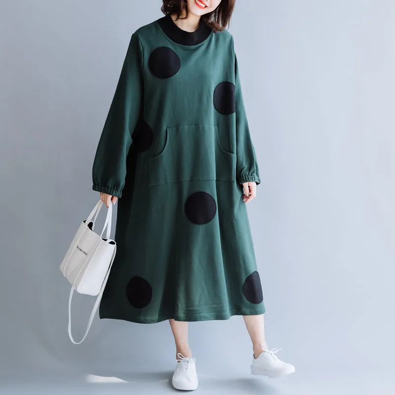 Women's Casual High Neck Polka Dot Dress