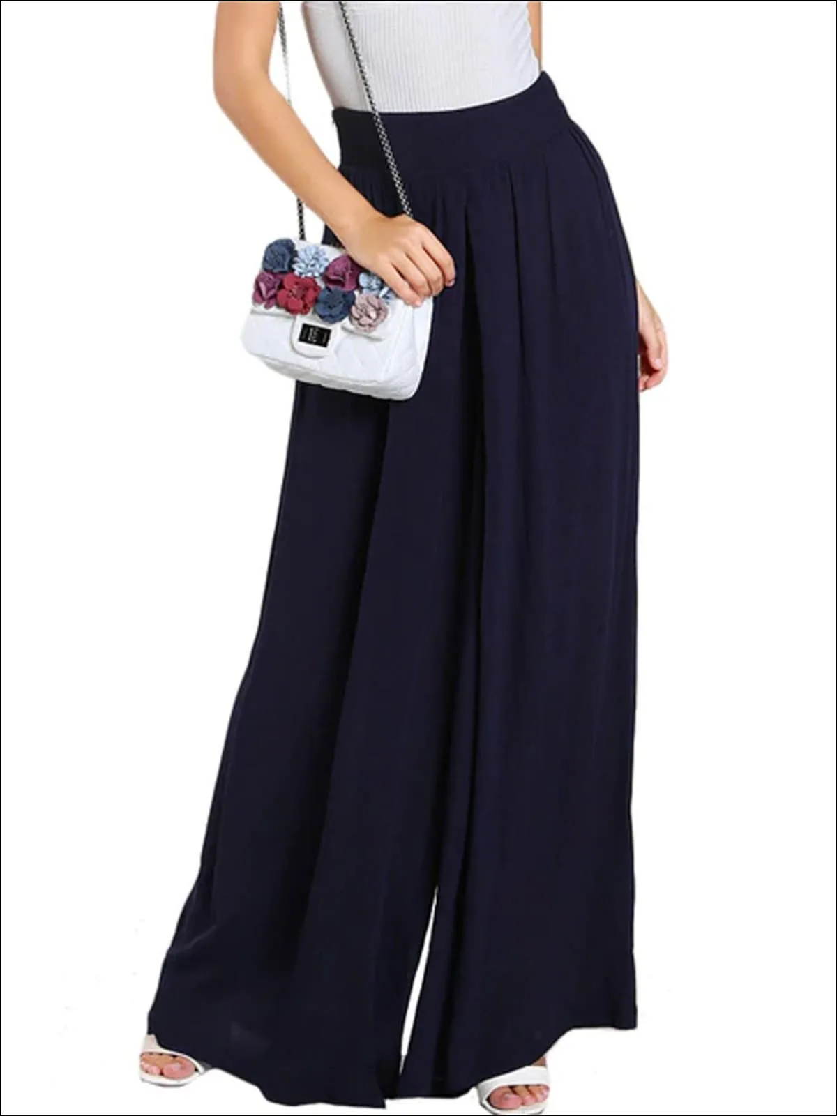 Women's Pleated High Waist Palazzo Pants